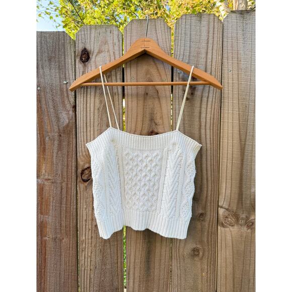 HONEYCOMB CREAM KNIT CABLE CAMI TOP - Picture 2 of 8